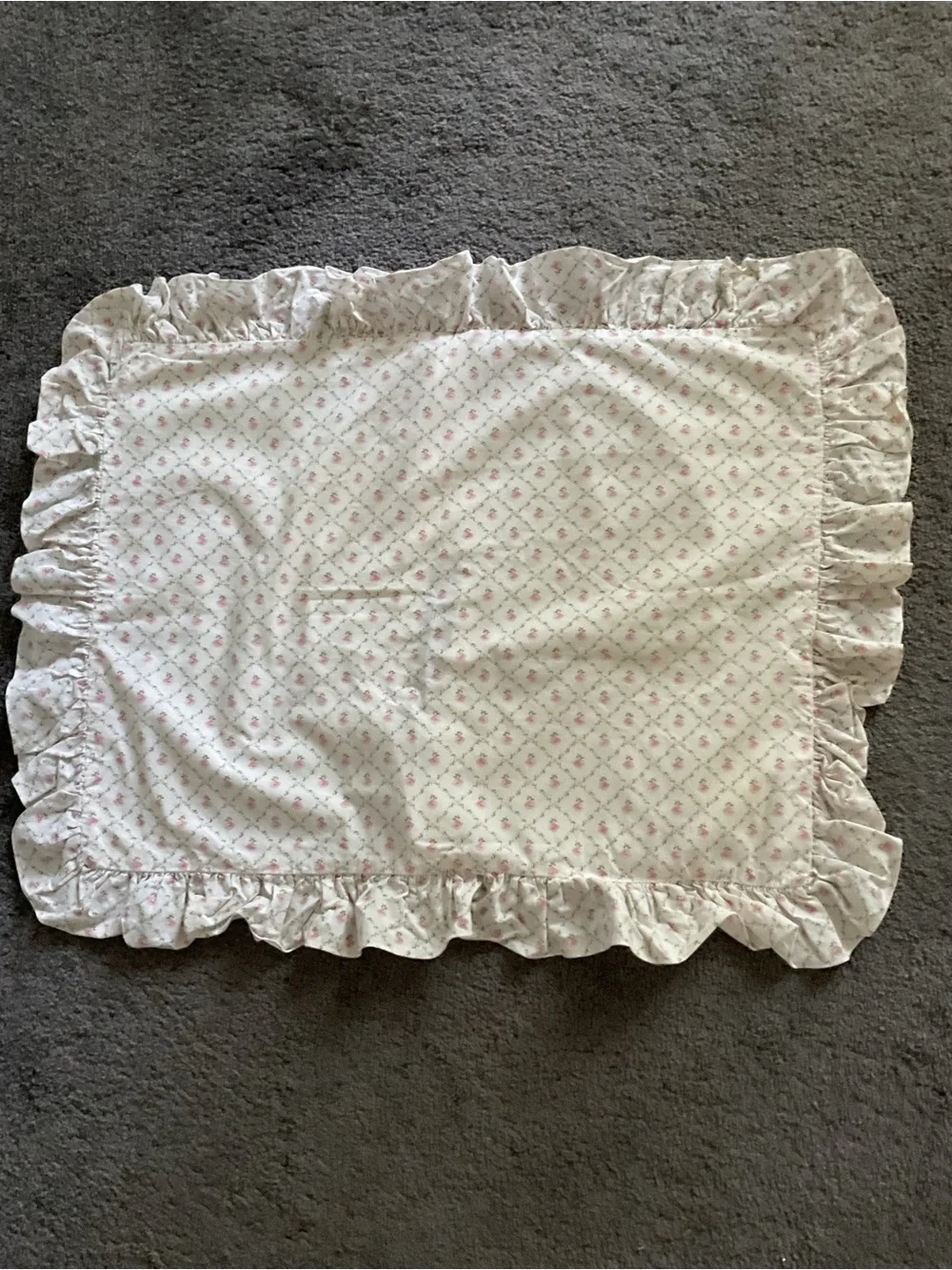 Laura Ashley Pink and White Ruffled Pillow Sham